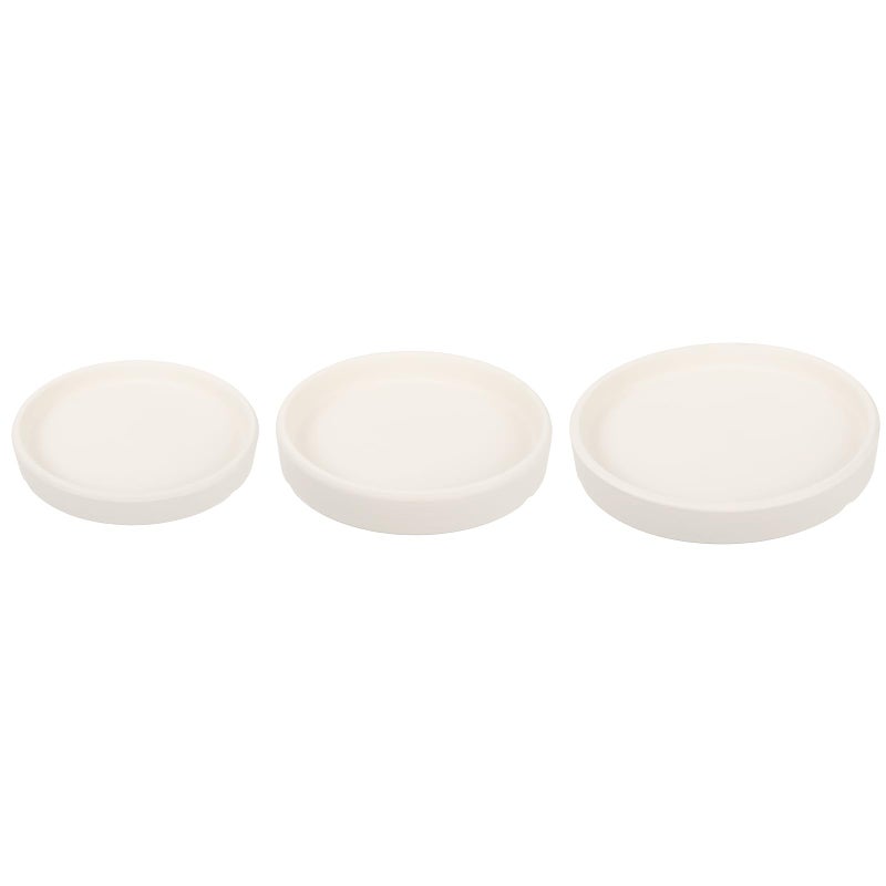 M METERXITY 3 Pack Planter Saucers - Ceramic Plant Tray Flower Pot Drip Trays Round Apply to Outdoor/Garden (4/5/6inch, Beige) - Image 1